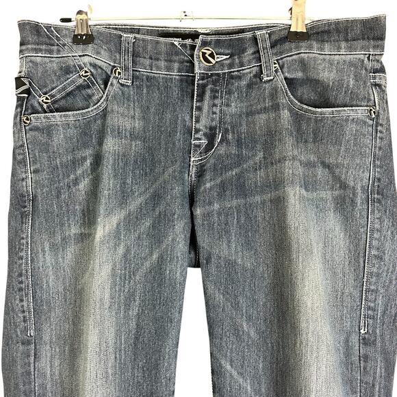 Rock & Republic Jeans Women Size 28 Blue Whiskered Stone Wash Y2K  Bootcut Denim - Picture 6 of 15